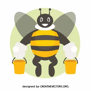 Bee holding buckets of honey