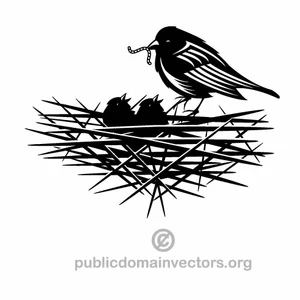 Bird in a nest vector illustration