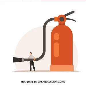 Businessman with fire extinguisher