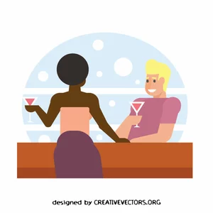 Man and woman drinking cocktails