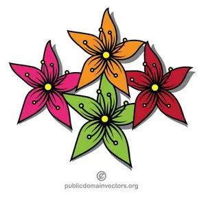 Colorful flowers with five petals