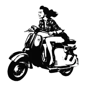 Girl on scooter vector graphics