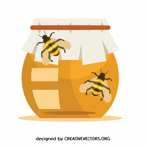 Bees on a jar of honey