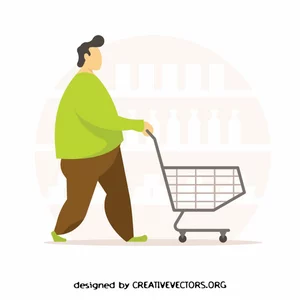 Man with a trolley in supermarket