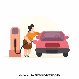 Woman filling car