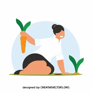 Woman harvesting carrots