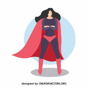Woman wearing a superhero costume