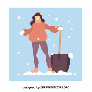 Woman with a snow shovel